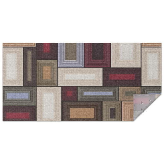 Rectangle Waterproof Abstract Geometric Tablecloth Reusable Washable Weight Fabric Table Covers for Restaurant,Picnic,Indoor and Outdoor Dining 60 Inch X 120 Inch