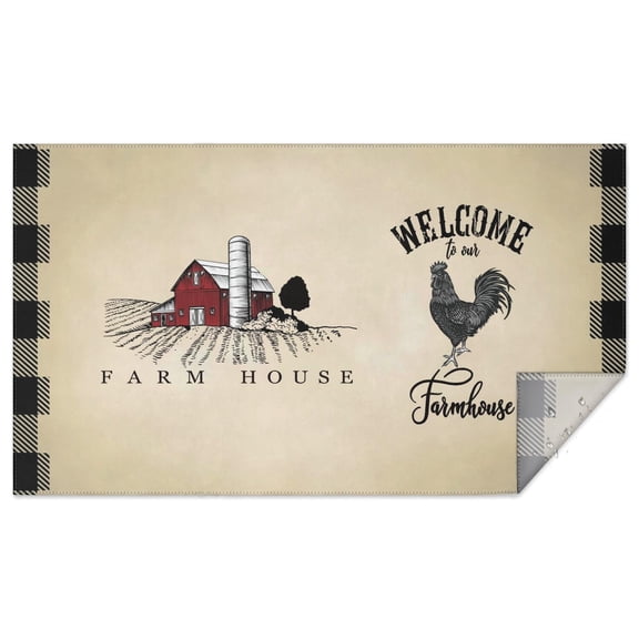 Rectangle Waterproof Tablecloth Farmhouse and Chickens Reusable Indoor/Outdoor Durable Table Cover for Kitchen and Dining Room 60 Inch X 102 Inch