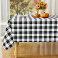 thumbnail image 1 of Rectangle Waterproof Vinyl Table Cloth, Buffalo Flannel Backed Tablecloth, Wipeable Plastic Table Cover for Dinner, Kitchen, Outdoor (60" x 84", Black and White), 1 of 8