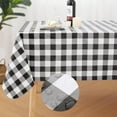 thumbnail image 1 of Rectangle Waterproof Vinyl Table Cloth, Buffalo Flannel Backed Tablecloth, Wipeable Plastic Table Cover for Dinner, Kitchen, Outdoor (60" x 84", Black and White), 1 of 6