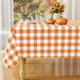thumbnail image 1 of Rectangle Waterproof Vinyl Table Cloth, Buffalo Flannel Backed Tablecloth, Wipeable Plastic Table Cover for Dinner, Kitchen, Picnic (60" x 84", Orange and White), 1 of 7