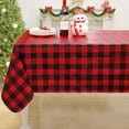 thumbnail image 1 of Rectangle Waterproof Vinyl Table Cloth, Buffalo Flannel Backed Tablecloth, Wipeable Plastic Table Cover for Christmas (60" x 120", Red and Black), 1 of 6