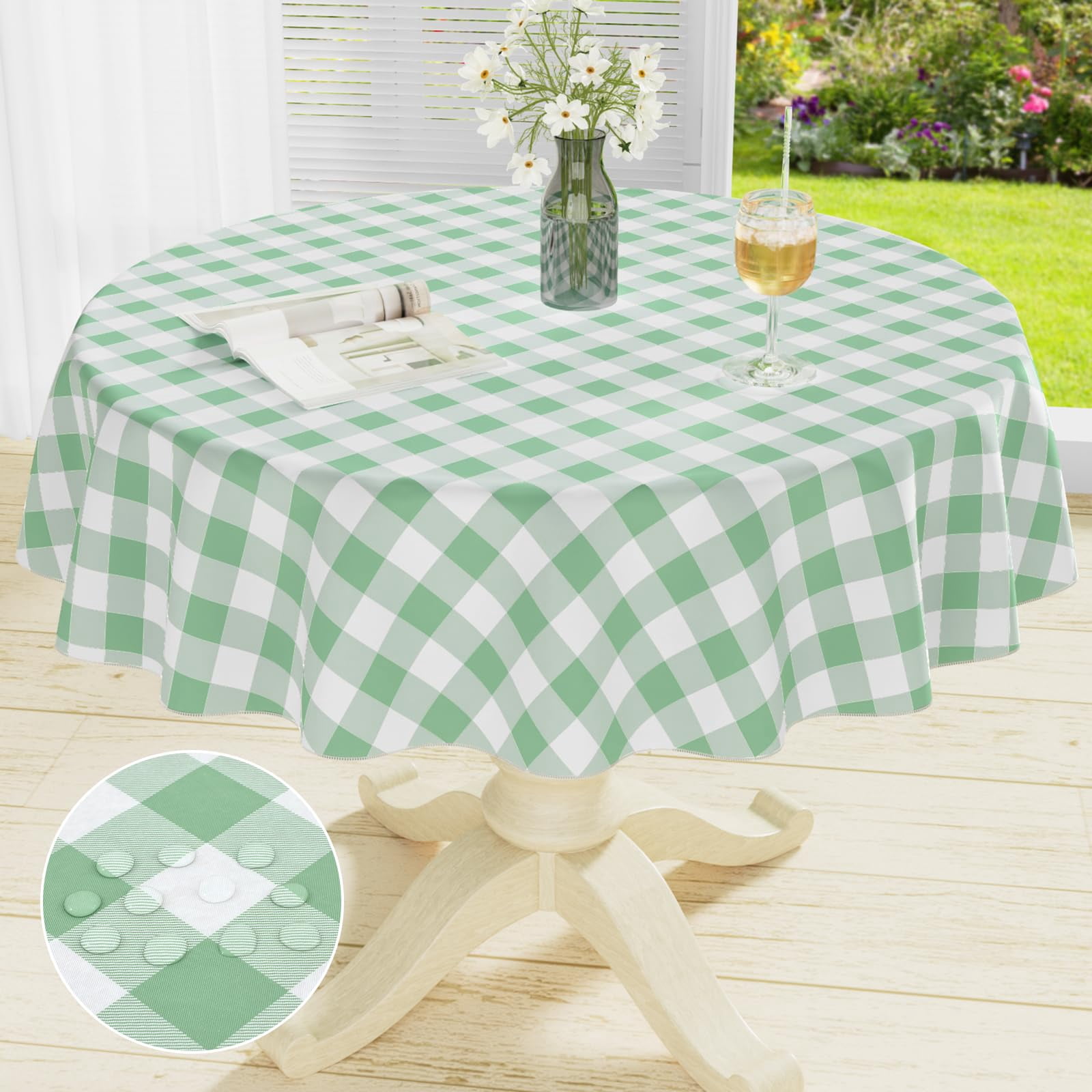 Rectangle Waterproof Vinyl Tablecloth Buffalo Flannel Backed Wipeable ...