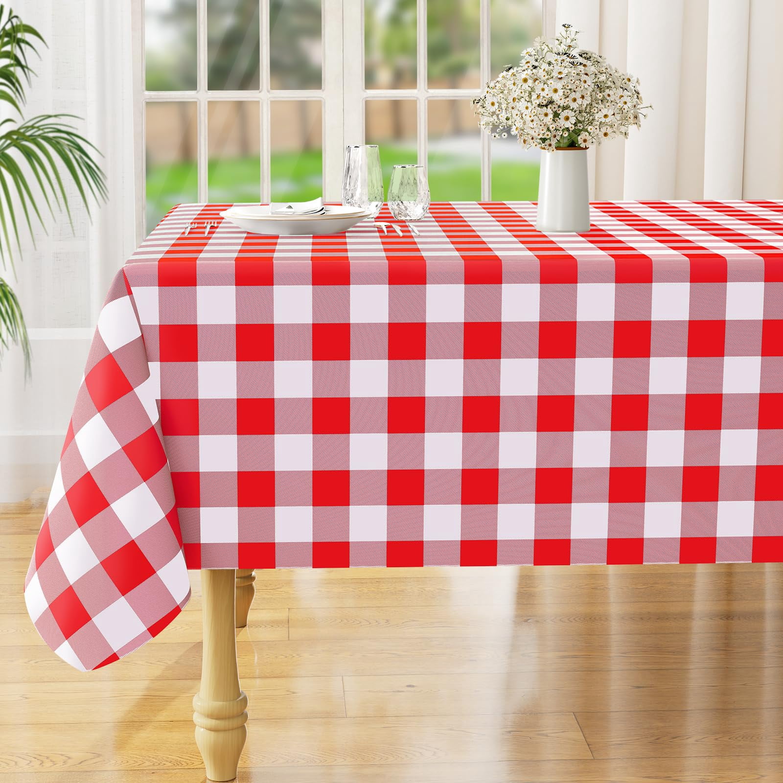 Rectangle Waterproof Vinyl Tablecloth Buffalo Flannel Backed Wipeable ...