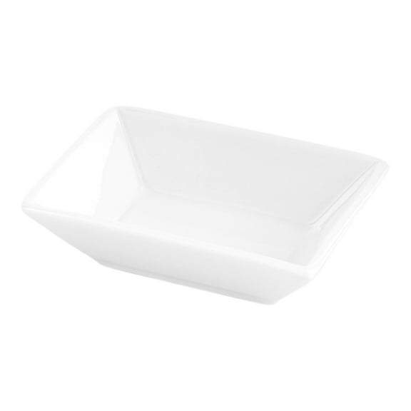 Rectangle White Porcelain Mini Modern Plate - 4" x 2 3/4" x 1" - 10 count box