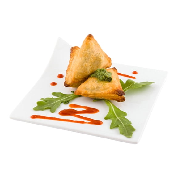 Chef 101 Rectangle White Porcelain Modern Flat Plate Set - 3 Plates, Bamboo Tray - 14 1/4" x 5" x 1 1/2" - 1 count box