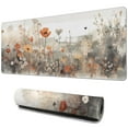 thumbnail image 1 of Rectangle Wild Floral Flower Mouse Mat, Ink Painting Flowers Design, Large Non-Slip Rubber Gaming Mouse Pad with Stitched Edges, Office Mouse Pad for Women Men Kids, 31.5x11.8in, 1 of 7
