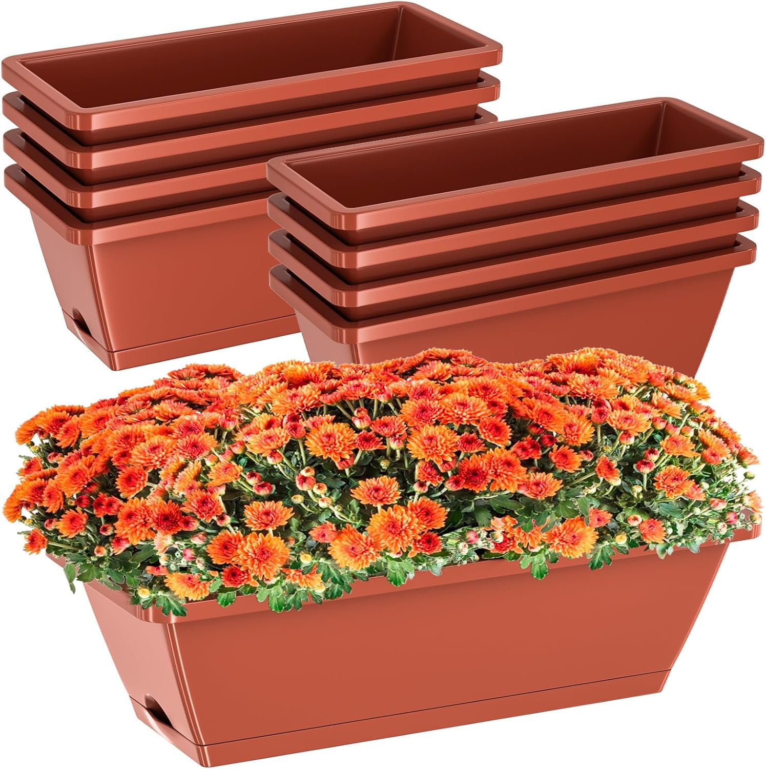 Rectangle Window Boxes Planters,Long Window Sill Planter Box Outdoor, Plastic Rectangular Window