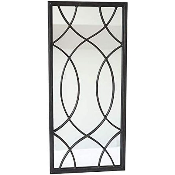 Rectangle Window Pane Metal Wall Mirror, Black$$Electronics Accessories