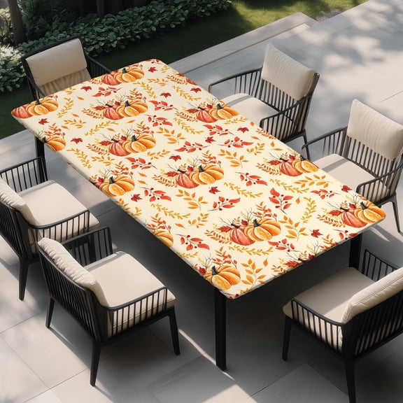 Rectangle Wipeable Tablecloth with Elastic, Fitted Waterproof Outdoor Tablecloth for 6 Foot Rectangle Tables, Picnic, Camping
