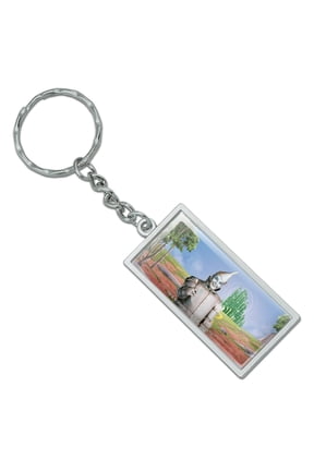 Rectangle Wizard of Oz Tin Man Character Keychain in Chrome Plated Metal