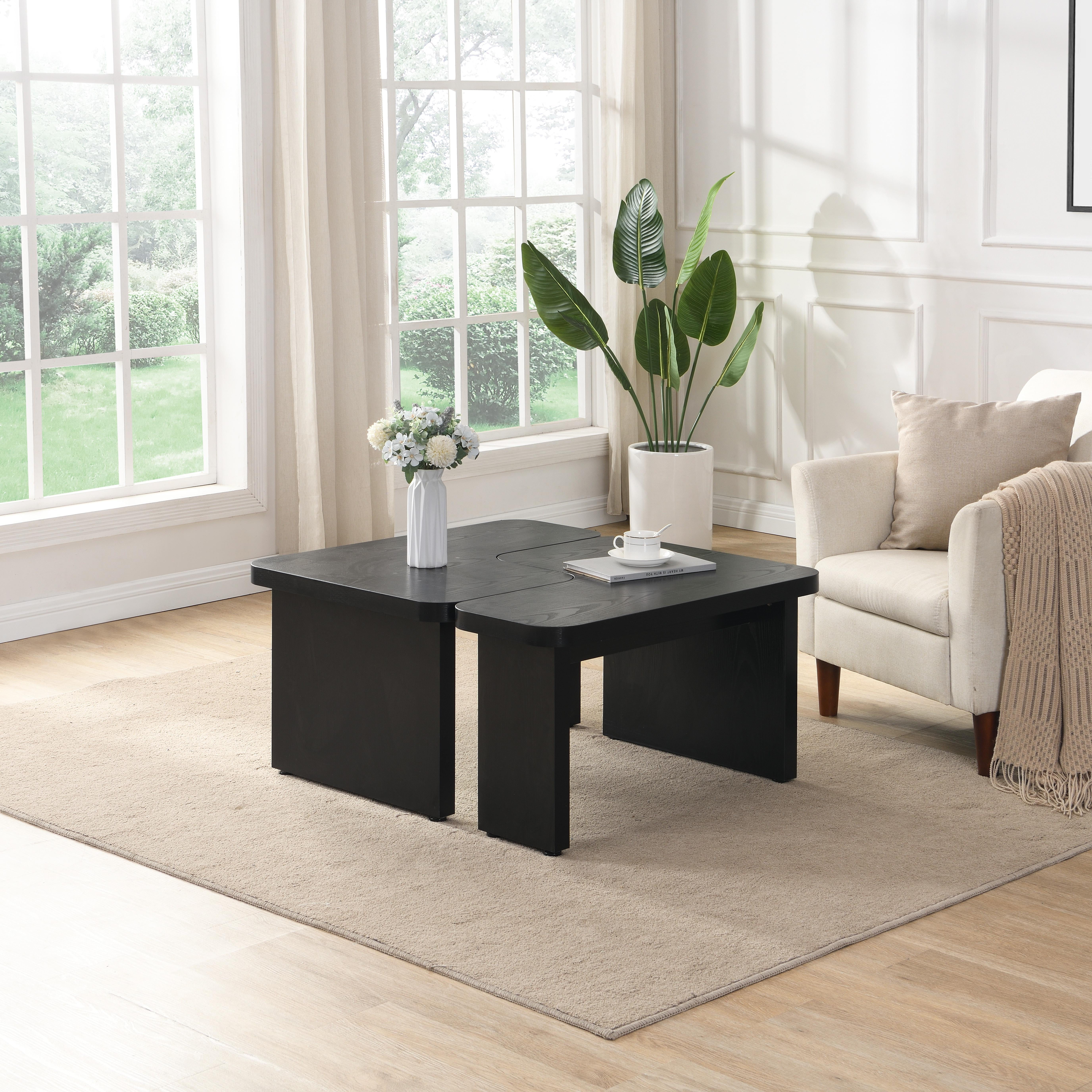 Table Singe Rectangle Wood Detachable Coffee Table, Single L Shape Farmhouse Coffee ...