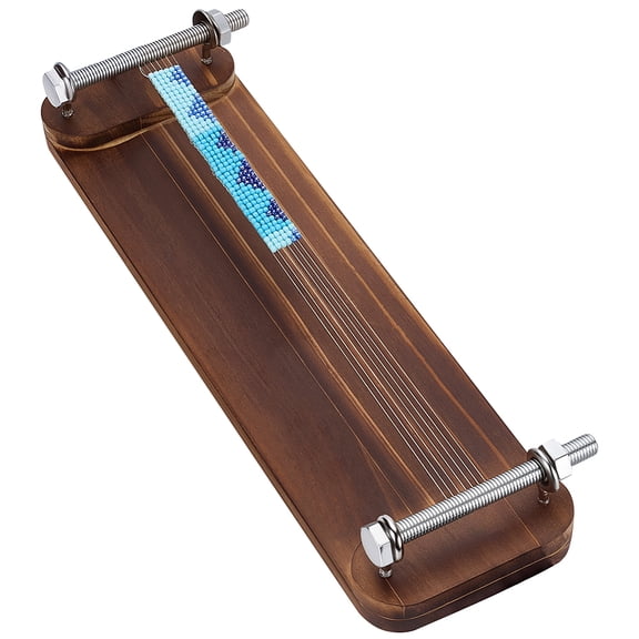 Rectangle Wooden Loom for Seed Bead Weaving 13.8x3.9 inch Sienna Color Seed Bead Loom Jewelry Making Tool for Loomed Stitch Short Necklaces