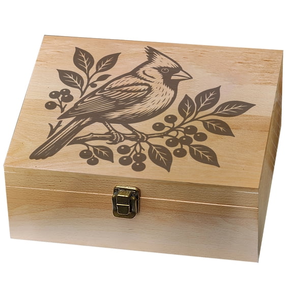 Rectangle Wooden Memory Keepsake Boxes with Lids for Anniversary Wedding Memory Birthday Valentines Day Bird 24.5x19.5x10.3cm DIY for DIY