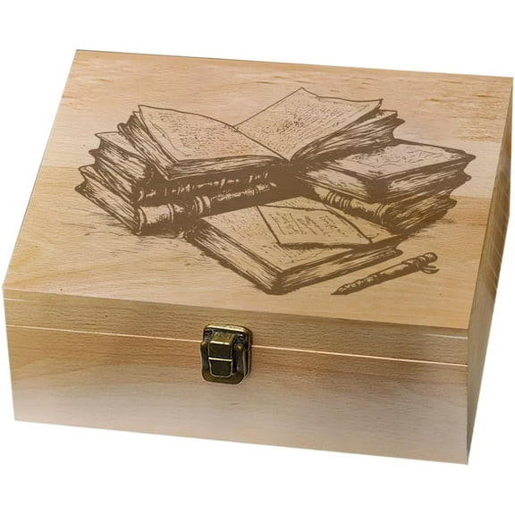 Rectangle Wooden Memory Keepsake Boxes with Lids for Anniversary Wedding Memory Birthday Valentines Day Book 24.5x19.5x10.3cm