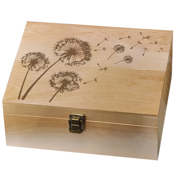 Rectangle Wooden Memory Keepsake Boxes with Lids for Anniversary Wedding Memory Birthday Valentines Day Dandelion 24.5x19.5x10.3cm