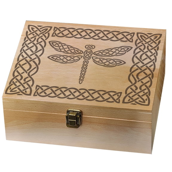 Rectangle Wooden Memory Keepsake Boxes with Lids for Anniversary Wedding Memory Birthday Valentines Day Dragonfly 24.5x19.5x10.3cm DIY