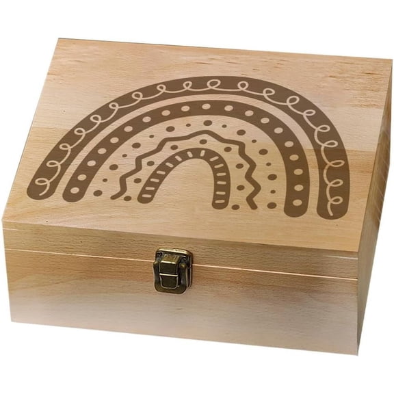 Rectangle Wooden Memory Keepsake Boxes with Lids for Anniversary Wedding Memory Birthday Valentines Day Rainbow 24.5x19.5x10.3cm