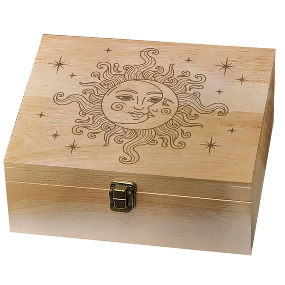 Rectangle Wooden Memory Keepsake Boxes with Lids for Anniversary Wedding Memory Birthday Valentines Day Sun 24.5x19.5x10.3cm