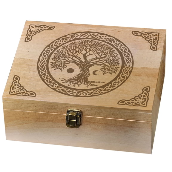 Rectangle Wooden Memory Keepsake Boxes with Lids for Anniversary Wedding Memory Birthday Valentines Day Tree 24.5x19.5x10.3cm Beige
