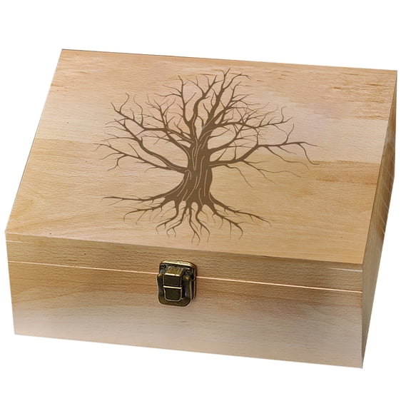 Rectangle Wooden Memory Keepsake Boxes with Lids for Anniversary Wedding Memory Birthday Valentines Day Tree 24.5x19.5x10.3cm diy