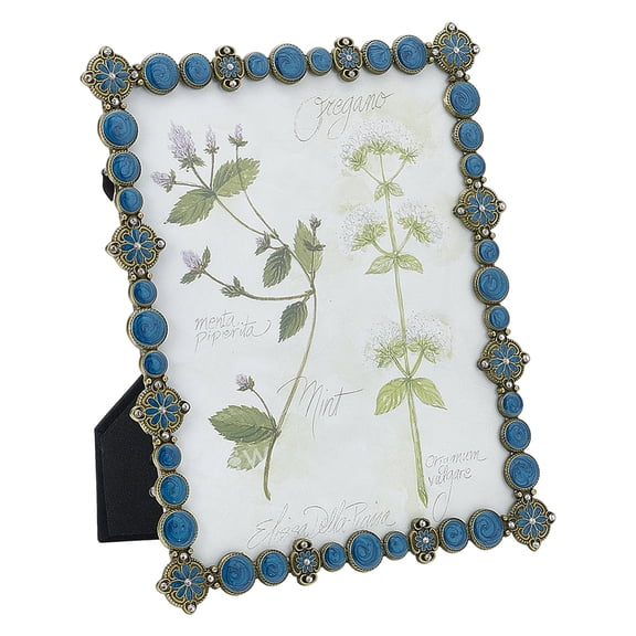 Rectangle Zinc Alloy Enamel Photo Frame Stand with Glass Rhinestone for Home Table Decor Marine Blue 280x230x13mm diy