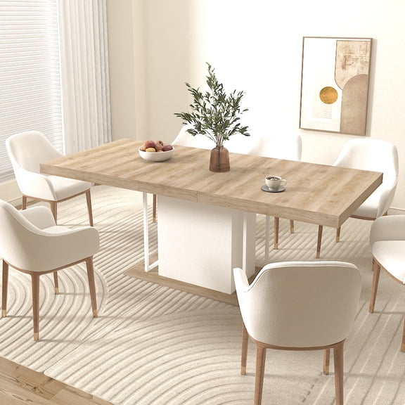 Rectangle dining table, 160 - 200 cm, extendable for 6 - 10, particle board - Great for long - term use