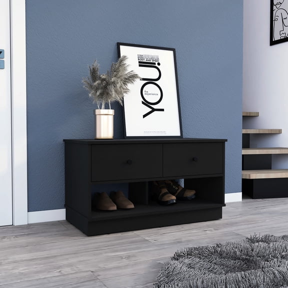 Rectangle storage bench with metal rails | Use it to showcase books and keep items organized at home