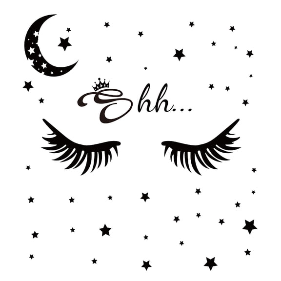 Rectangle with Word PVC Wall Stickers for Home Living Room Bedroom Decoration Moon Pattern 390x710mm