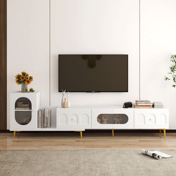 Rectangle wood TV stand for video room to store wifi devices and keep things tidy