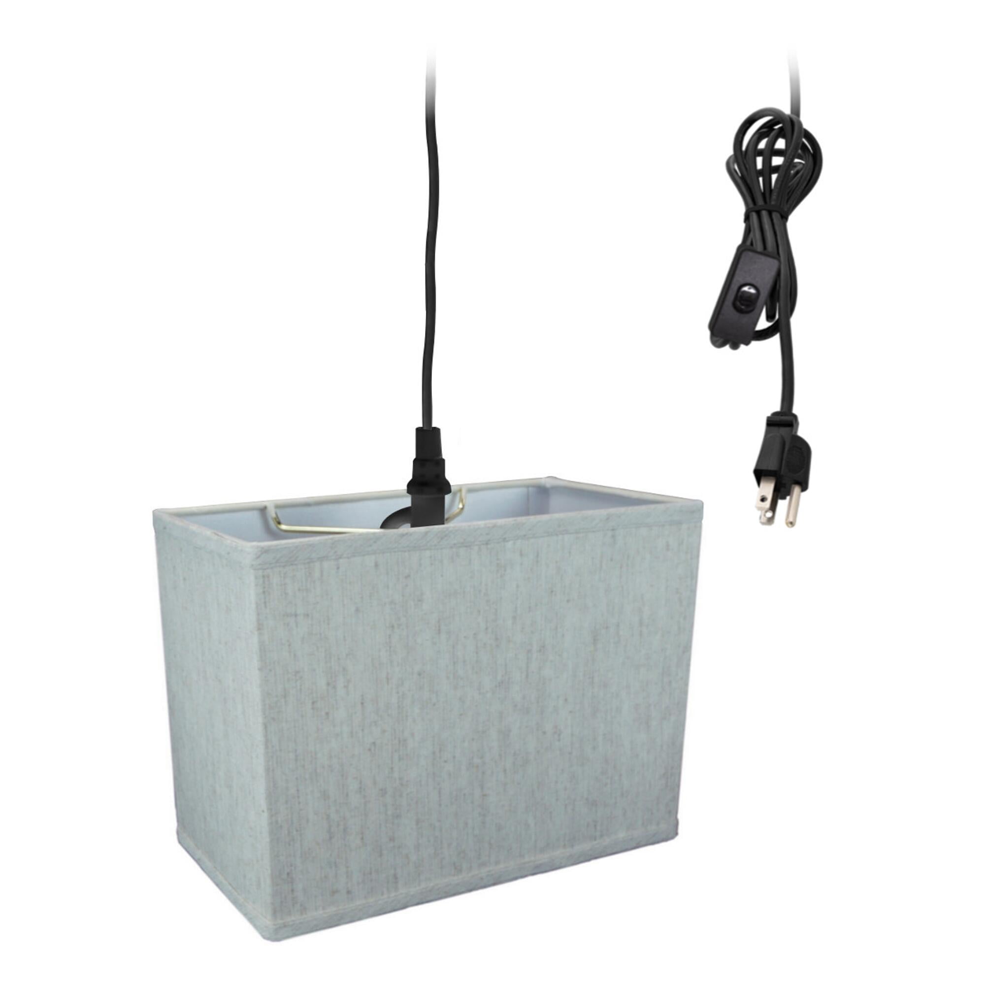 Textured Oatmeal Rectangular Plug-In Pendant Lamp with Black Cord