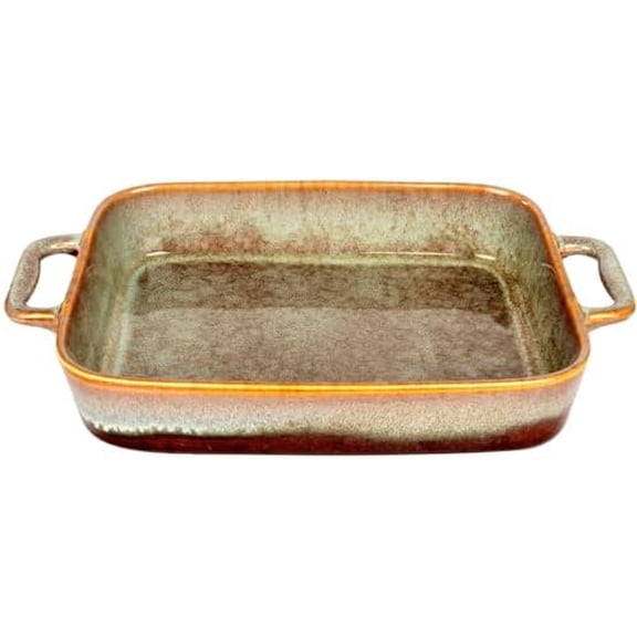Rectangular 10 x 8 Casserole Dish, 1.9 Qt Ceramic Au gratin Baking Dish with Handles, or for mixing, salad, pasta plate, Best gift for those who love baking, Microwave, Oven safe