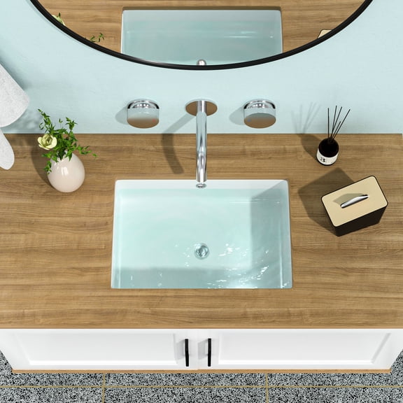 Rectangular 19.5x14 Ceramic | Multiple Public and Private Bathrooms | Smooth Finish and Water - Saving Sink