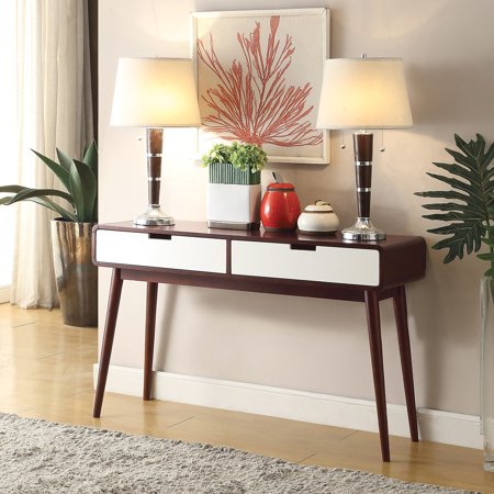 Rectangular 2 - drawer console / Sofa backdrop or wall - side placement / Smooth metal - assisted drawer operation