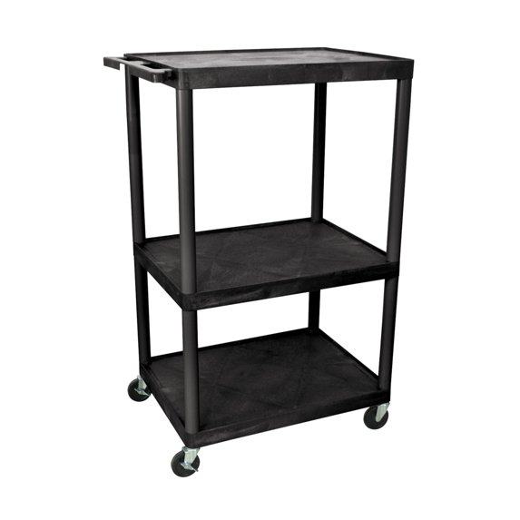 Rectangular 3 Flat Storage Shelf Multipurpose Tuffy Mobile Presentation Station Av Carts No Electric Black