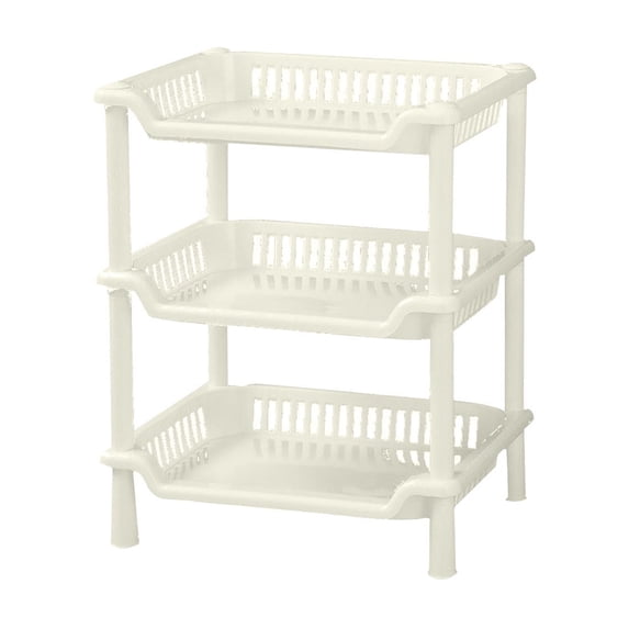 Rectangular 3-Tier Floor Standing Storage Rack - Plastic Bathroom Organizer, Kitchen Shelf, Utility Rack - Space-Saving Shelving Unit for Home