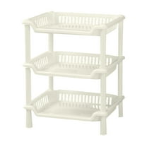 Rectangular 3-Tier Storage Rack, Plastic Bathroom Standing Storage Shelves, Storage Shelf Organizer for Home, Garage, Basement, Laundry, Utility Room (White)