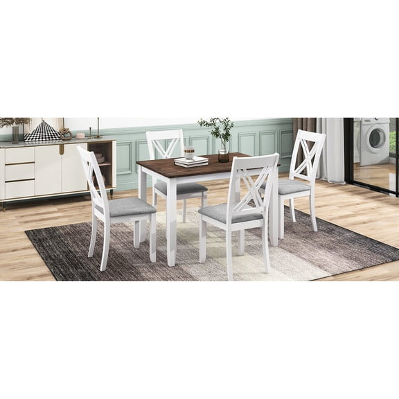 Rectangular 4-Seater Dining Set | Perfect for Casual Dining | MDF Table Top and Rubberwood Legs | Meets Daily Usage