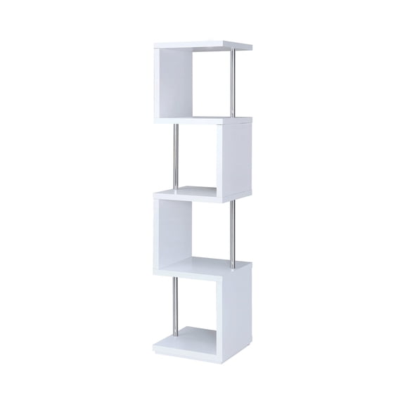 Rectangular 4-Shelf Bookcas in White