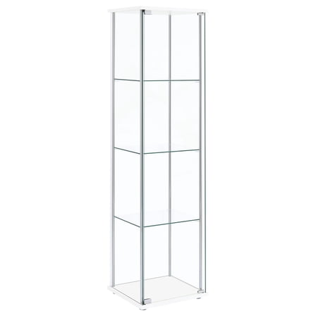 Bellatrix 4-shelf Clear Glass Curio Cabinet White