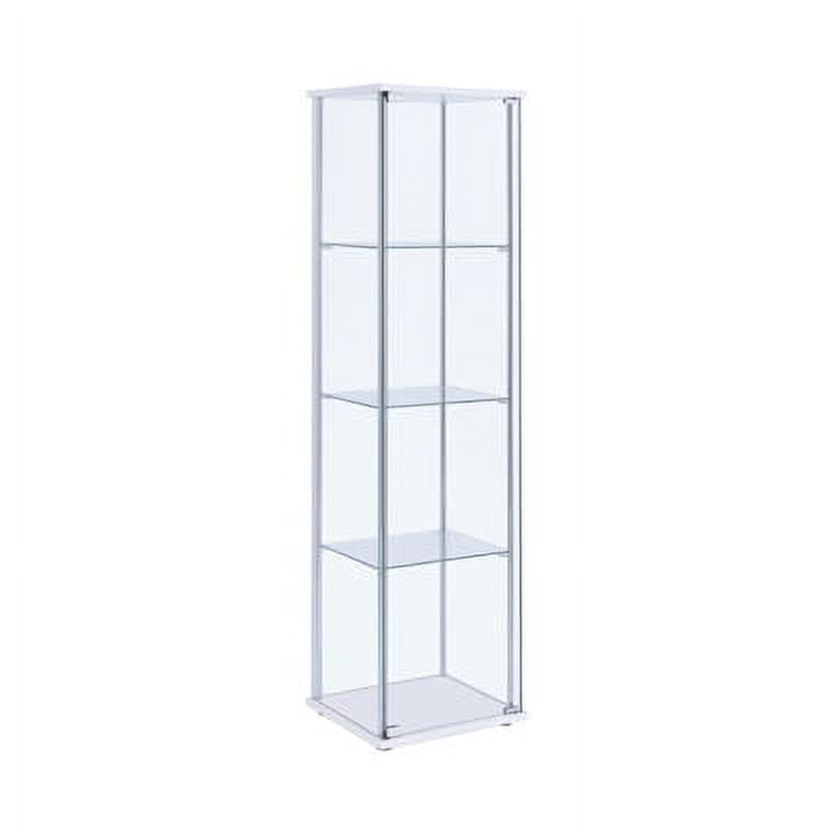 Rectangular 4 shelf Curio Cabinet White and Clear