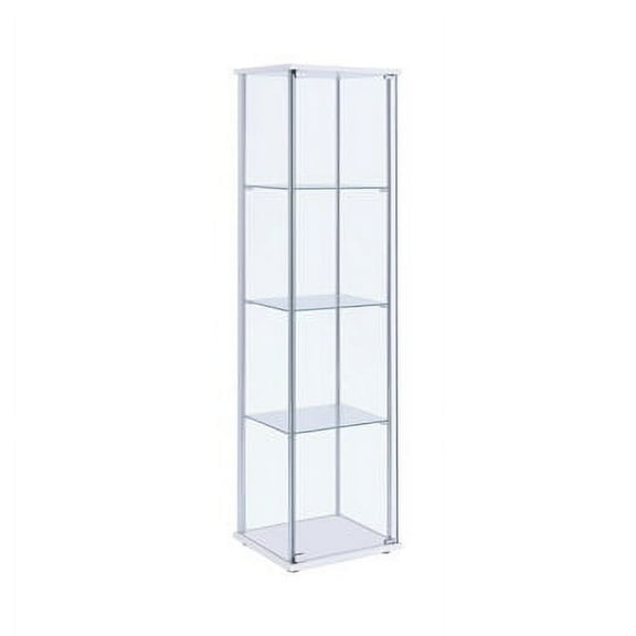 Rectangular 4-shelf Curio Cabinet White and Clear