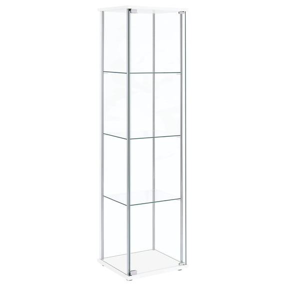 Bellatrix 4-shelf Clear Glass Curio Cabinet White