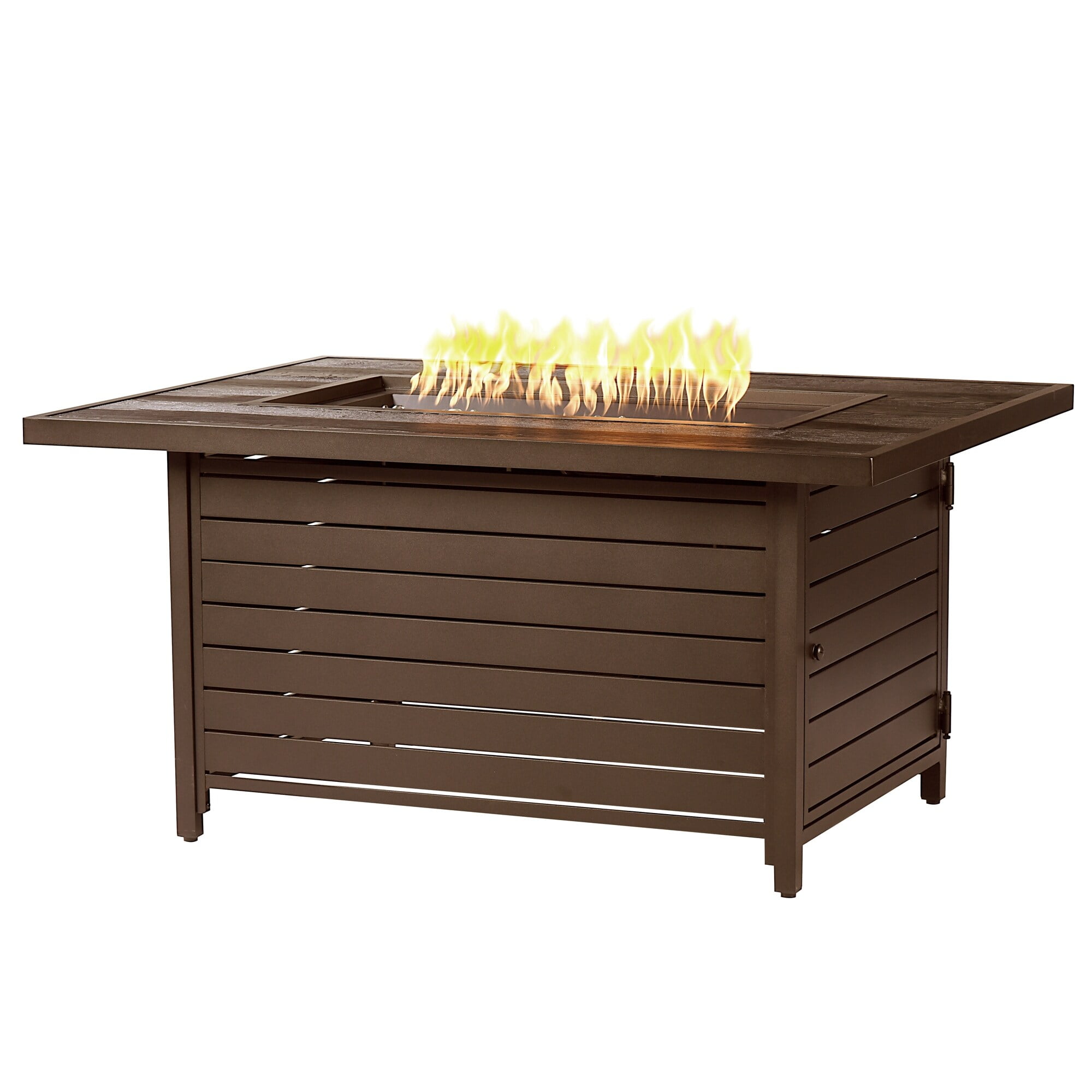 Rectangular 48 in. x 36 in. Aluminum Propane Fire Pit Table, Glass Beads, Two Covers, Lid