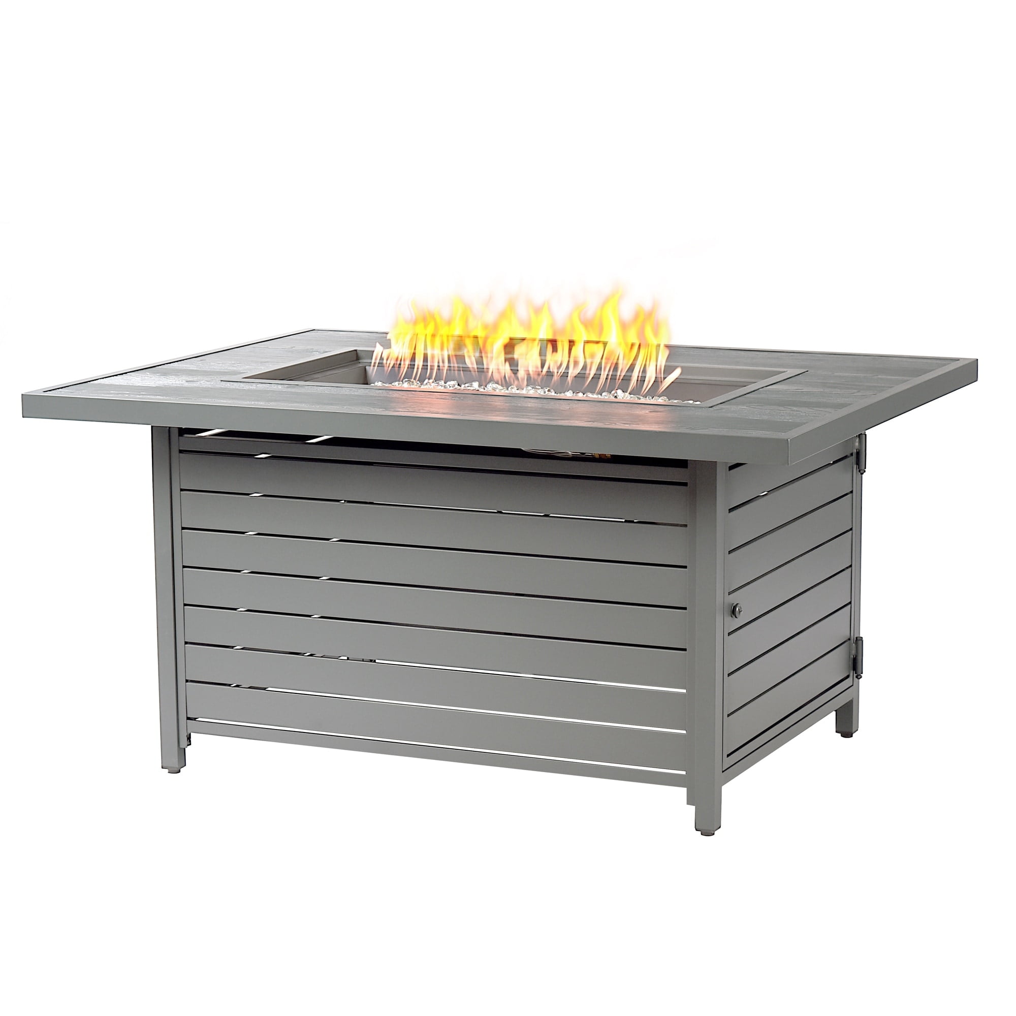 Rectangular 48 in. x 36 in. Aluminum Propane Fire Pit Table, Glass