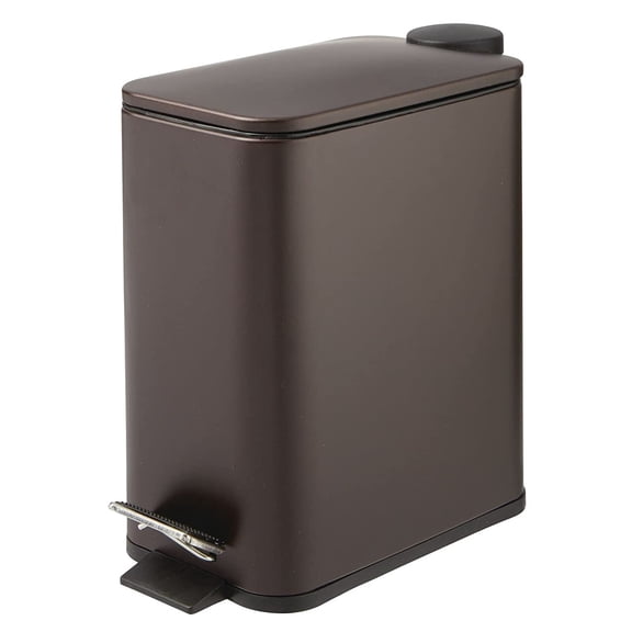 Rectangular 5 L Metal Pedal Waste Bin with Plastic Bucket Insert in Bronze