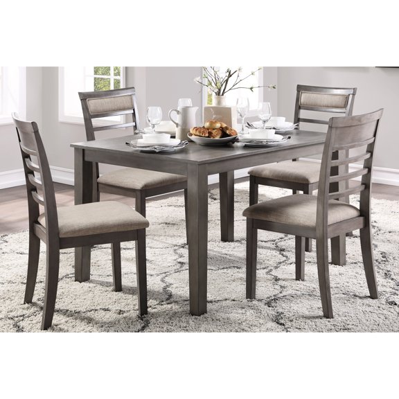 Rectangular 5pc Dining Set with Gray Table / Seats 4 in Family Meals