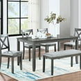 thumbnail image 1 of Rectangular 6-piece Wood Dining Set / Comfortable Seating, Ideal for Hosting, 1 of 7