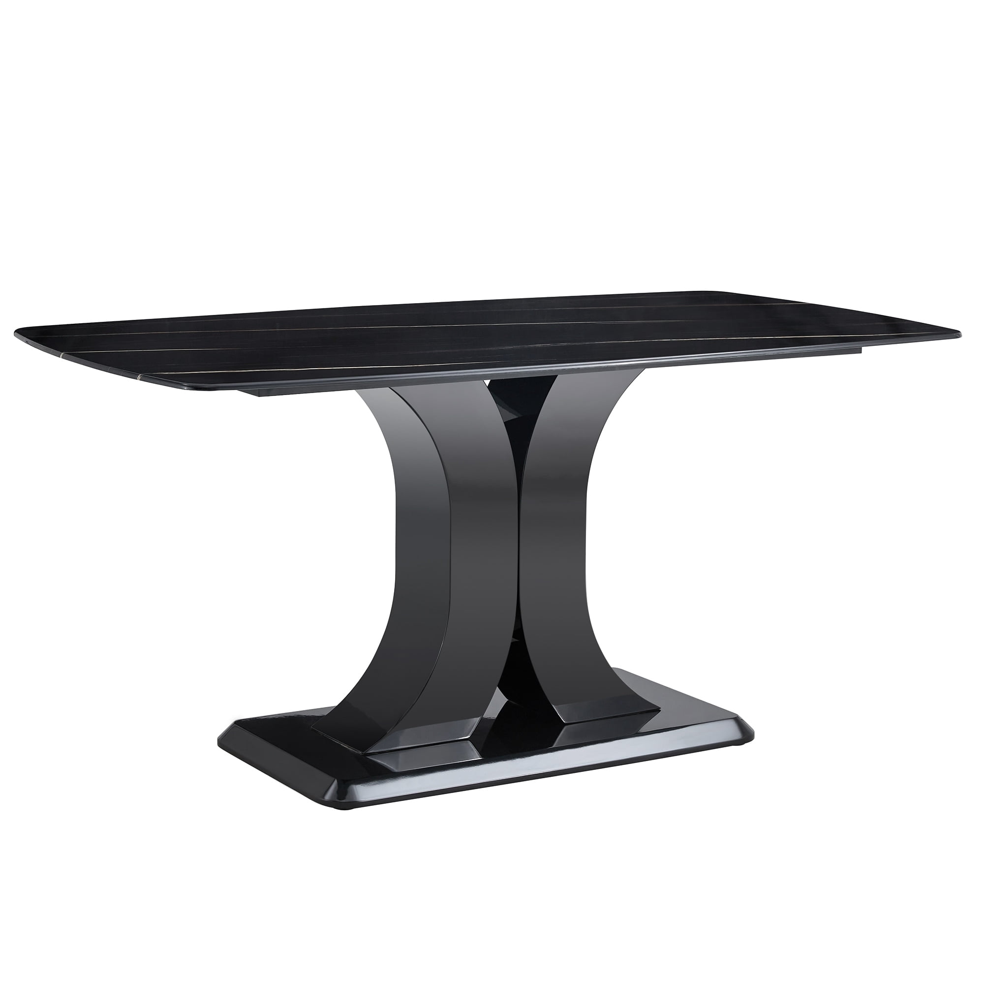 Rectangular 63" Marble Dining Table, Luxurious Dining Room Table with ...