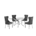 thumbnail image 1 of Rectangular 63" x 39" 5 Piece Dinette Set with Silver Stainless Steel and Chairs, 1 of 3